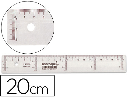 Regla Liderpapel 20cm. plástico cristal